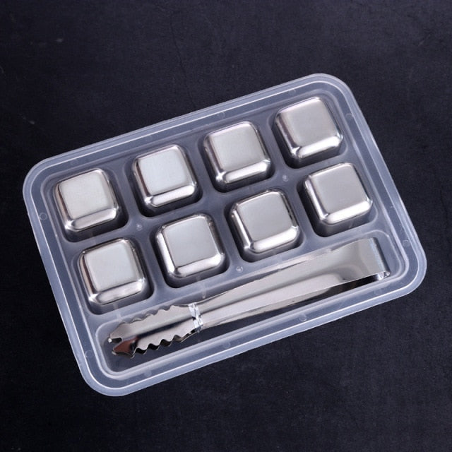 4pcs/set Stainless Steel Ice Cube With Thong, Modern Solid Reusable Ice  Cube For Kitchen